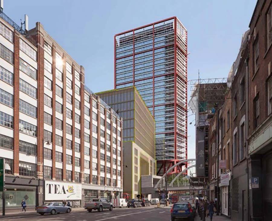 Looking south along Shoreditch High St in the future