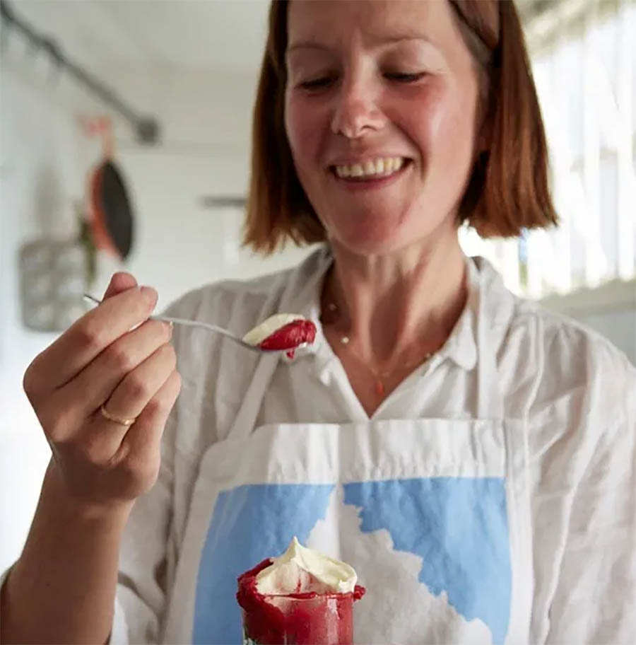 Ice Cream Maker Kitty Travers tastes her Mulberry sorbet
