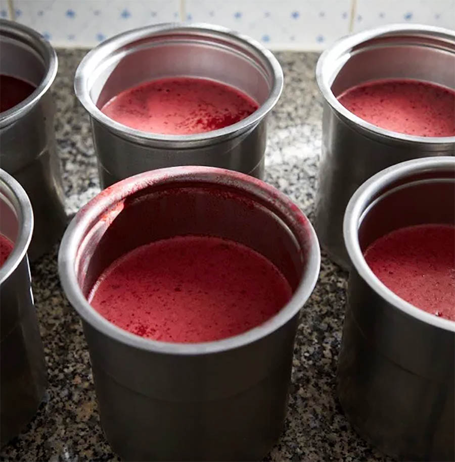 Mulberry sorbet in the making